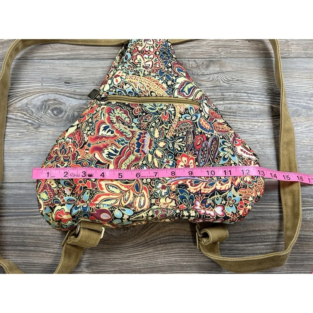 Black Butterfly Bohemian Style Canvas‎ Sling Backpack Multicolor Paisley Floral